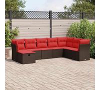 vidaXL Set Divani da Giardino 8 pz con Cuscini Marrone in Polyrattan