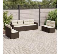 vidaXL Set Divani da Giardino 8 pz con Cuscini Marrone in Polyrattan