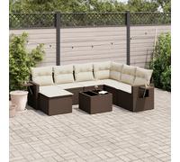 DIVANI DA GIARDINO VIDAXL 8 pz con Cuscini Marrone in Polyrattan - 3220512