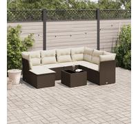 vidaXL Set Divani da Giardino 8 pz con Cuscini Marrone in Polyrattan