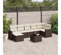 vidaXL Set Divani da Giardino 8 pz con Cuscini Marrone in Polyrattan