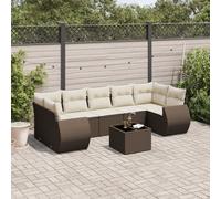 vidaXL Set Divani da Giardino 8 pz con Cuscini Marrone in Polyrattan