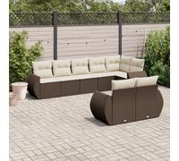 vidaXL Set Divani da Giardino 8 pz con Cuscini Marrone in Polyrattan