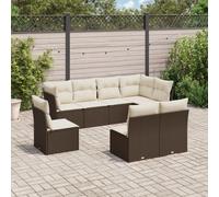 vidaXL Set Divani da Giardino 8 pz con Cuscini Marrone in Polyrattan