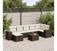 vidaXL Set Divani da Giardino 8 pz con Cuscini Marrone in Polyrattan