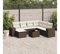 vidaXL Set Divani da Giardino 8 pz con Cuscini Marrone in Polyrattan