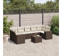 vidaXL Set Divani da Giardino 8 pz con Cuscini Marrone in Polyrattan