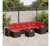 vidaXL Set Divani da Giardino 8 pz con Cuscini Marrone in Polyrattan