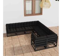 VidaXL Set Divani da Giardino 8 pz con Cuscini Massello di Pino Nero