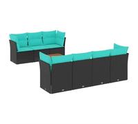 vidaXL Set Divani da Giardino 8 pz con Cuscini Nero in Polyrattan