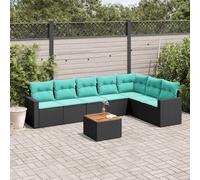 vidaXL Set Divani da Giardino 8 pz con Cuscini Nero in Polyrattan