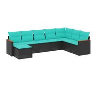 vidaXL Set Divani da Giardino 8 pz con Cuscini Nero in Polyrattan