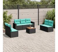 vidaXL Set Divani da Giardino 8 pz con Cuscini Nero in Polyrattan