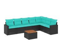 vidaXL Set Divani da Giardino 8 pz con Cuscini Nero in Polyrattan