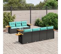 DIVANI DA GIARDINO VIDAXL 8 pz con Cuscini Nero in Polyrattan - 3226645