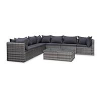 Set divani da giardino 8 pz con cuscini in polyrattan grigio