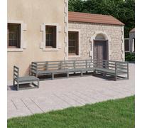 vidaXL Set Divani da Giardino 8 pz Grigi in Legno Massello di Pino