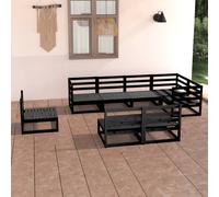 vidaXL Set Divani da Giardino 8 pz Nero in Legno Massello di Pino