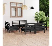 VidaXL Set Divani da Giardino 8 pz Nero in Legno Massello di Pino