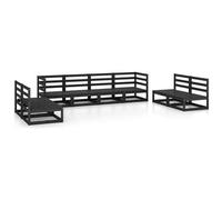 VIDAXL - Set Divani da Giardino 8 pz Nero in Legno Massello di Pino