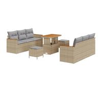 vidaXL Set divani da Giardino 9 Pezzi con Cuscini Beige in Rattan Naturale. Design Moderno per Esterni, Ideale per Patio e balconi. Mobili Lounge modulari, Resistenti alle intemperie e Super Comodi.