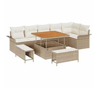 vidaXL Set Divani da Giardino 9 Pezzi con Cuscini Beige Polyrattan Seduta Esterna Elegante Ideale per Patios E Balconi Materiali Resistenti Ai Raggi UV Facili da Mantenere Mobili Sezionali Divano da