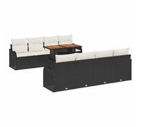 vidaXL Set divani da Giardino 9 Pezzi con Cuscini Resistenti all'Acqua in Rattan Sintetico Nero, Piedi Regolabili, Arredamento modulare Chic per terrazzo, Divano da Patio con Tavolo e Zona Lounge