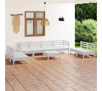 VidaXL Set Divani da Giardino 9 pz Bianco in Legno Massello di Pino