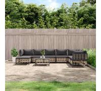 vidaXL Set Divani da Giardino 9 pz con Cuscini Antracite in Polyrattan