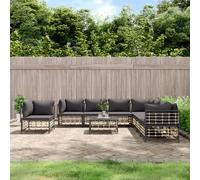 vidaXL Set Divani da Giardino 9 pz con Cuscini Antracite in Polyrattan