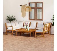 vidaXL Set Divani da Giardino 9 pz con Cuscini Crema in Legno Acacia