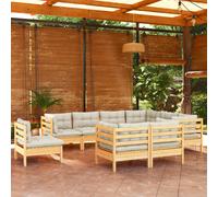 vidaXL Set Divani da Giardino 9 pz con Cuscini Crema Massello di Pino