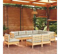 DIVANI DA GIARDINO VIDAXL 9 pz con Cuscini Crema Massello di Pino - 3096743