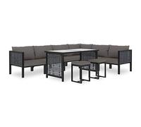 vidaXL Set Divani da Giardino 9 pz con Cuscini Divanetti da Esterni Set Poltrone e Tavolino Tavolinetto Poltroncine Giardino in Polyrattan Antracite