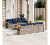 vidaXL Set Divani da Giardino 9 pz con Cuscini Grigio in Polyrattan