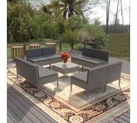 Set Divani da Giardino 9 pz con Cuscini in Polyrattan Grigio