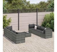 vidaXL Set Divani da Giardino 9 pz con Cuscini in Polyrattan Grigio