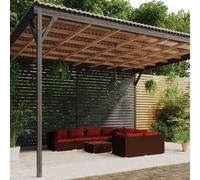 vidaXL Set Divani da Giardino 9 pz con Cuscini in Polyrattan Marrone