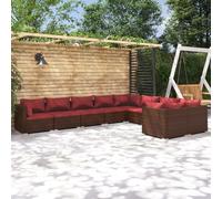 vidaXL Set Divani da Giardino 9 pz con Cuscini in Polyrattan Marrone