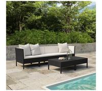Set divani da giardino 9 pz con cuscini in polyrattan nero