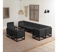vidaXL Set Divani da Giardino 9 pz con Cuscini Legno Massello di Pino