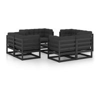 vidaXL Set Divani da Giardino 9 pz con Cuscini Legno Massello di Pino