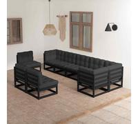 vidaXL Set Divani da Giardino 9 pz con Cuscini Legno Massello di Pino