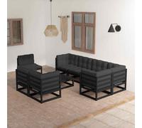 vidaXL Set Divani da Giardino 9 pz con Cuscini Legno Massello di Pino