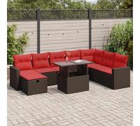 vidaXL Set Divani da Giardino 9 pz con Cuscini Marrone Polyrattan Acacia