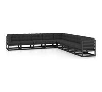 VIDAXL - Set Divani da Giardino 9 pz con Cuscini Massello di Pino Nero
