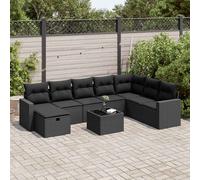 DIVANI DA GIARDINO VIDAXL 9 pz con Cuscini Nero in Polyrattan - 3325441
