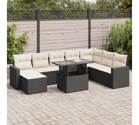 DIVANI DA GIARDINO VIDAXL 9 pz con Cuscini Nero in Polyrattan - 3326367