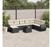 vidaXL Set Divani da Giardino 9 pz con Cuscini Nero in Polyrattan