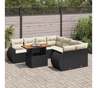 DIVANI DA GIARDINO VIDAXL 9 pz con Cuscini Nero in Polyrattan - 3327241
